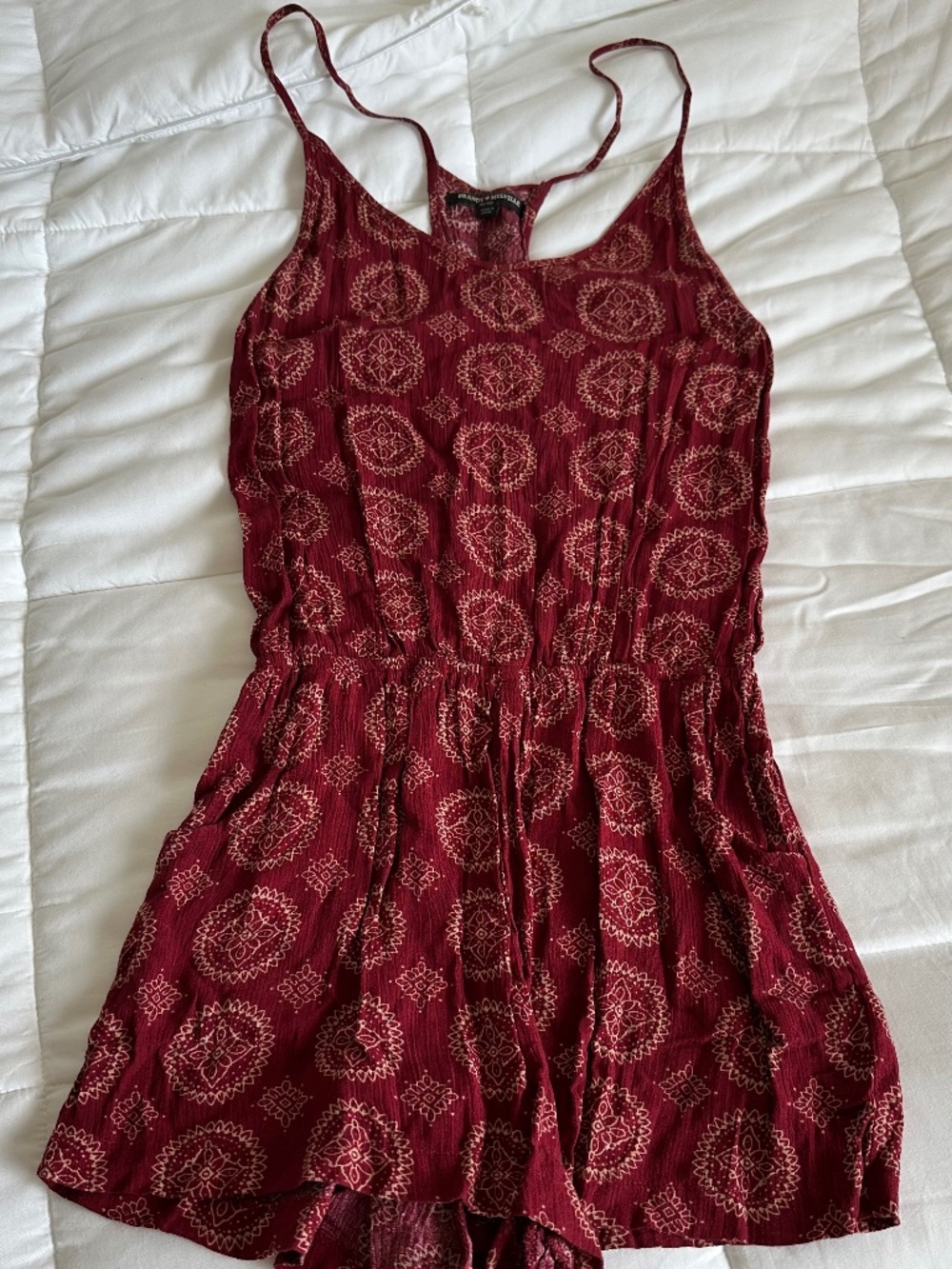 Brandy Melville maroon pattern romper
